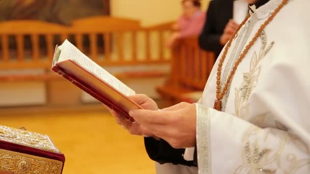 Der Priester las ein Gebet aus dem Buch — Stockvideo