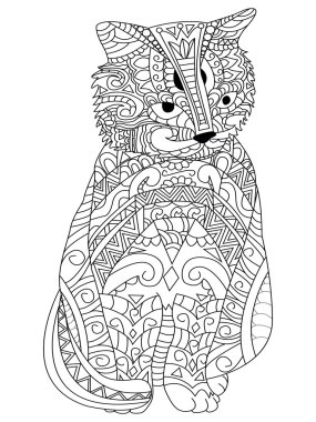 Kedi boyama vektör yetişkinler için