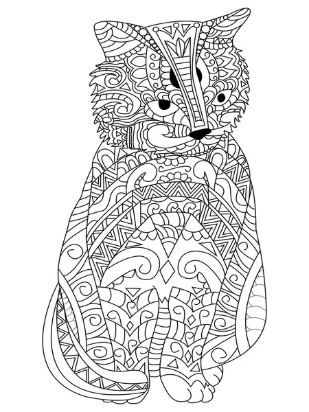 Coloriage de chat vecteur pour adultes — Image vectorielle