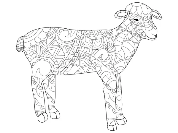 Вівця вектор розмальовки для дорослих — стоковий вектор