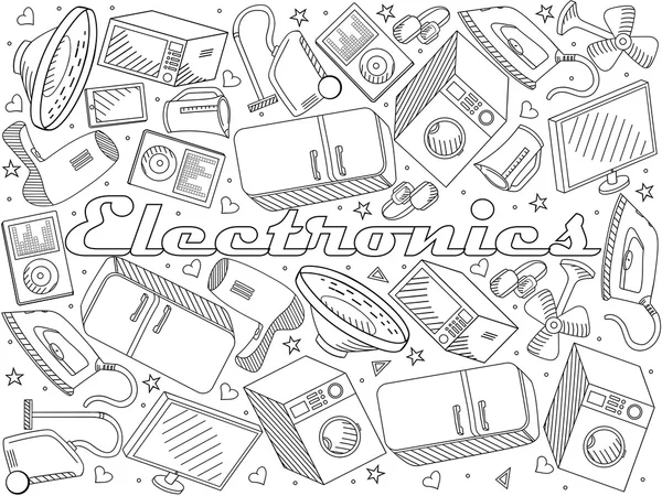 Electrónica línea arte diseño vector ilustración — Archivo Imágenes Vectoriales