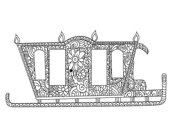 Vector para colorear trineo para adultos — Vector de stock