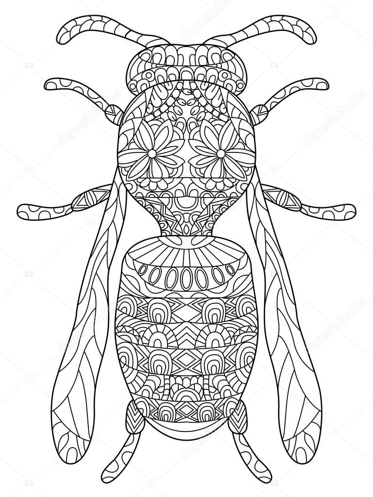Wasp Coloring vector for adults — Stock Vector © toricheks2016.gmail