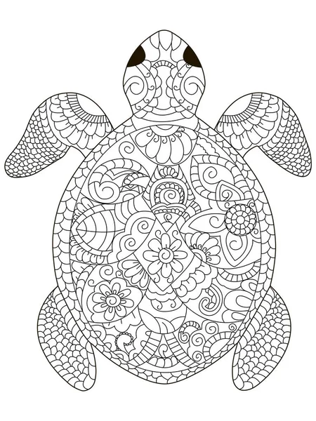 Vecteur de coloration de tortue de mer pour adultes — Image vectorielle
