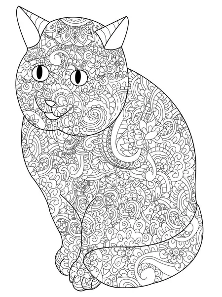 Coloriage de chat vecteur de livre pour adultes — Image vectorielle