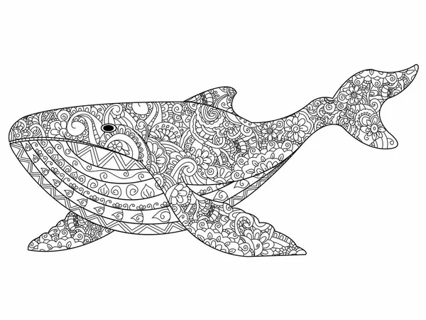 Vecteur de coloration de baleine pour adultes — Image vectorielle