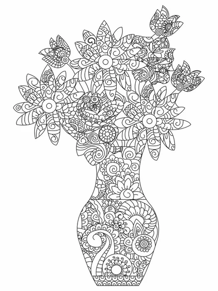 Bouquet de fleurs vecteur de coloration pour adultes — Image vectorielle