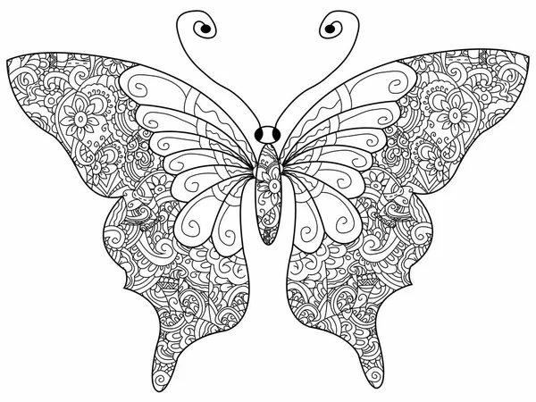 Papillon Coloriage vecteur de livre pour adultes — Image vectorielle