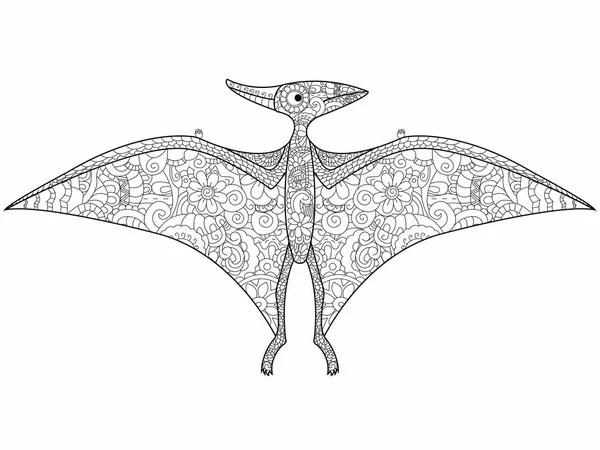 Pterodactyl dragon vector kleurplaten voor volwassenen — Stockvector