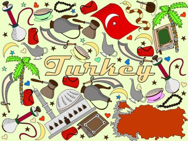 Türkiye'de çizgi sanat tasarlamak vektör