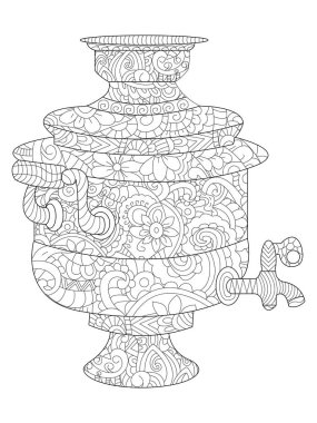 Boyama kitabı için yetişkin vektör semaver