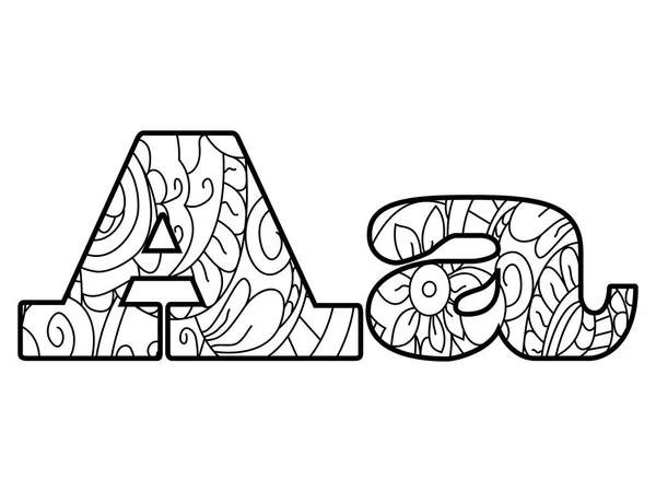 Anti kleurplaat boek alfabet, de letter A vector illustratie — Stockvector