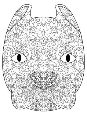 vektör için yetişkin renklendirme güzel Amerikalı çukur boğa korkunç kafa