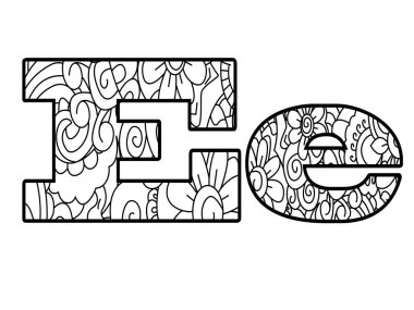 Kitap alfabe boyama, E harfinin illüstrasyon vektör