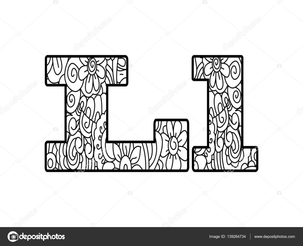 Anti Coloriage alphabet livre la lettre L vector illustration — Image vectorielle