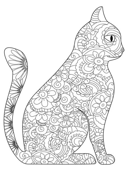 Cat Coloring book vector for adults — Stock Vector