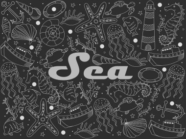 Deniz hattı sanat tasarım vektör çizim kireçli