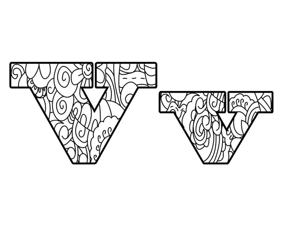 Anti alfabeto del libro da colorare, la lettera V illustrazione vettoriale — Vettoriale Stock
