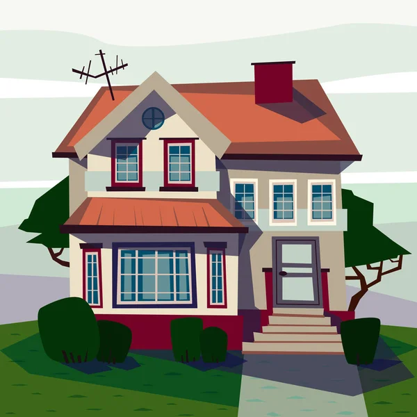 Catroon casa edificio vector ilustración — Vector de stock