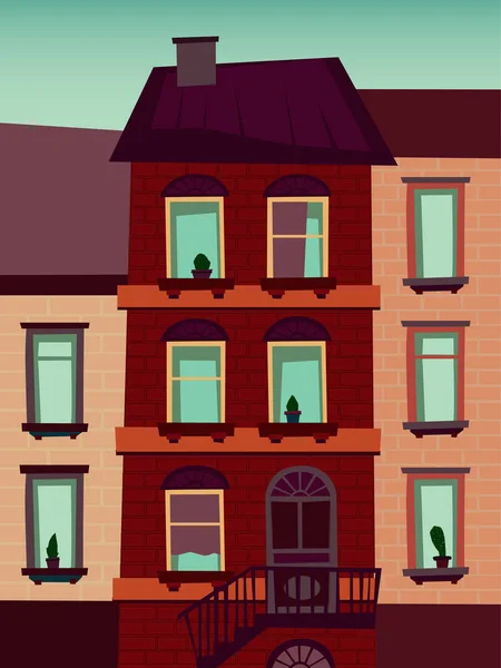 Catroon huis bouwen vectorillustratie — Stockvector