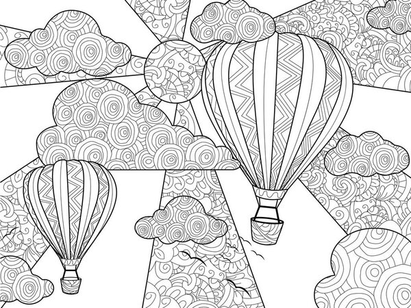 Раскраска воздушных шаров для векторной иллюстрации взрослых
.