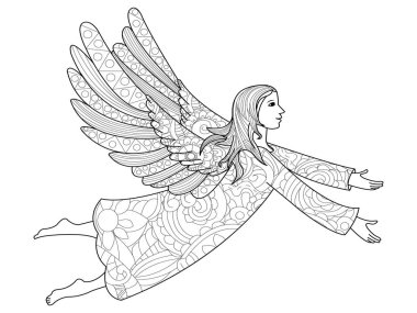 Vector illustration angel in the flowers clipart