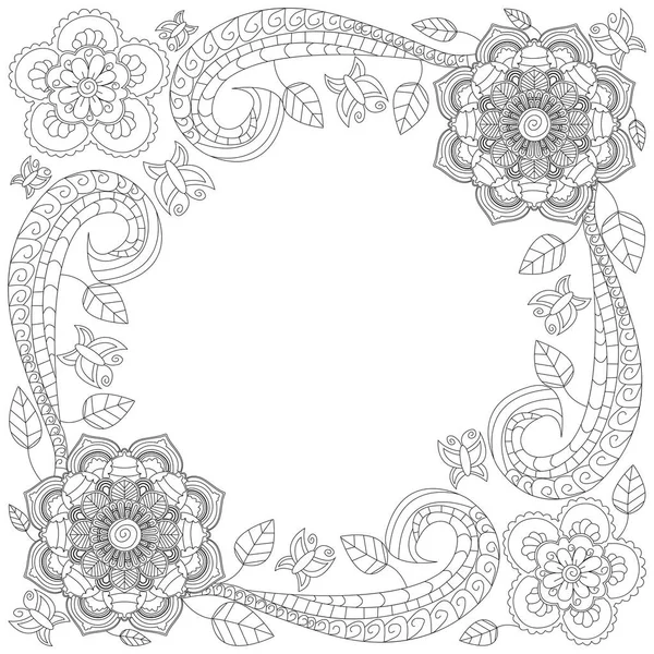 Flower frame coloring book vector illustration — Stock Vector