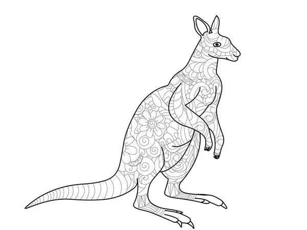 Ilustracja wektorowa kangur kolorowanka dla dorosłych — Wektor stockowy