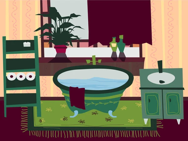 Illustration vectorielle intérieure de salle de bain Cartoon Flat — Image vectorielle