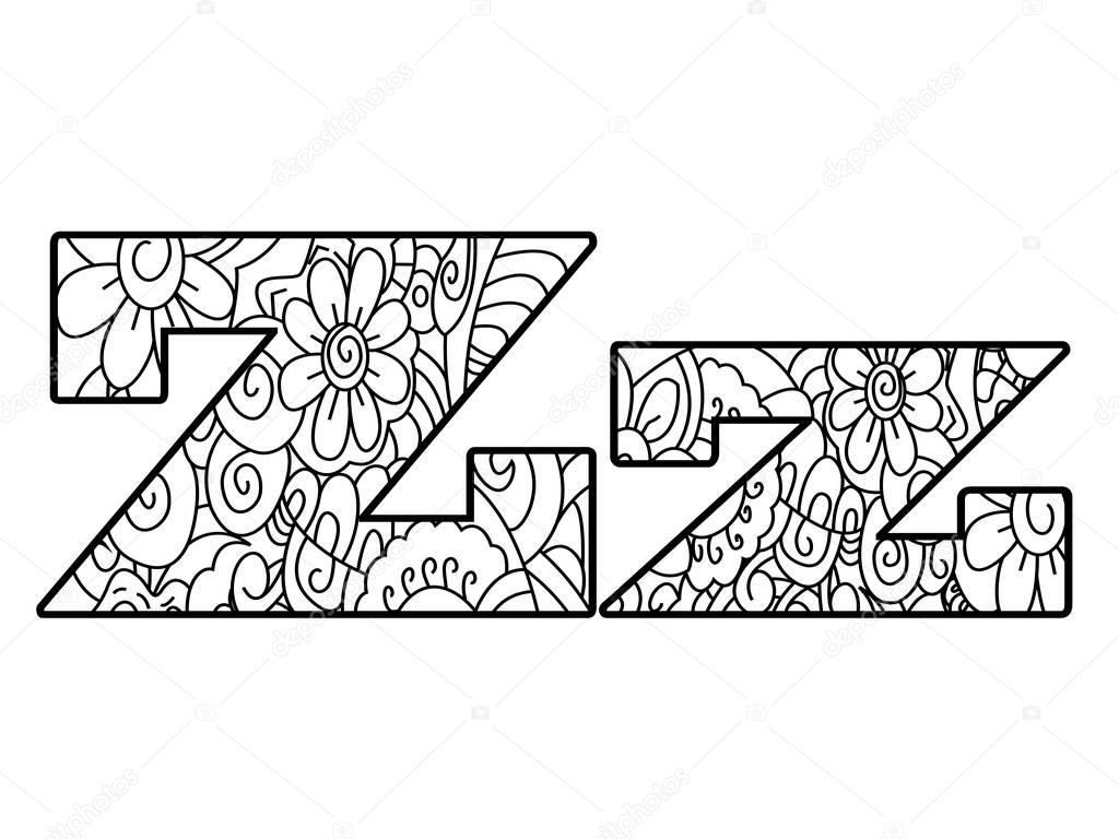 Download Floral Alphabet Letter Coloring Book For Adults Vector Illustration Zentangle Style Floral Font Black And White Lines Lace Pattern Premium Vector In Adobe Illustrator Ai Ai Format Encapsulated Postscript