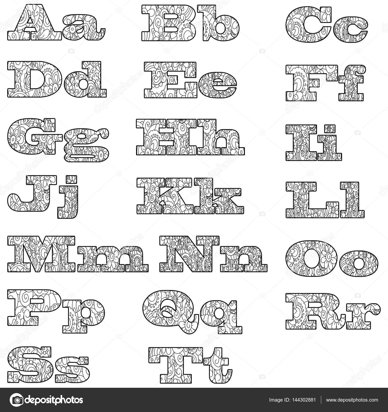 Anti Coloriage alphabet livre la lettre vector illustration — Image vectorielle