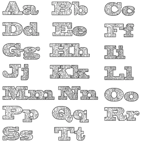 Anti alfabeto libro para colorear, la ilustración de vectores de letras — Vector de stock