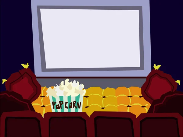 Dibujos animados sala de cine plana vector interior ilustración — Archivo Imágenes Vectoriales