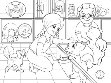 Çizgi Film Boyama Çocuk Hayvanat Bahçesi vektör başvurun