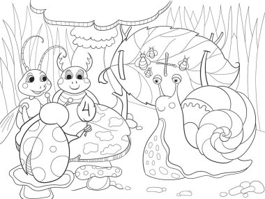 Böcekler matematik Boyama Çocuk çizgi film vektör çizim için öğrenmek