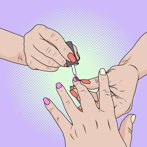 Gemaakte beauty salon manicure. Kostenbesparingen. Verzorging van nagels — Stockvector