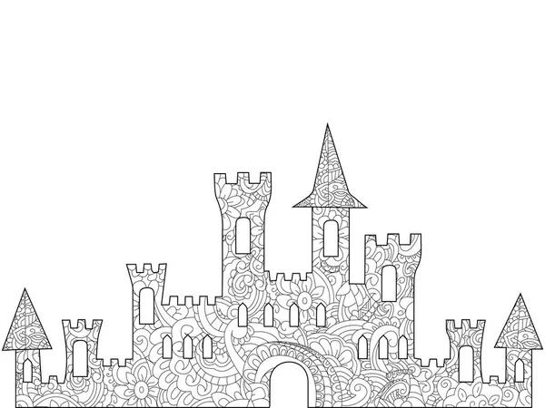 Livro de colorir do castelo velho para adultos —  Vetores de Stock