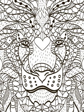 Zentangle stilize çizgi film başkanı aslan