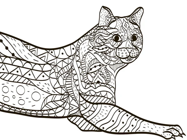 Coloriage de chat vecteur de livre pour adultes — Image vectorielle