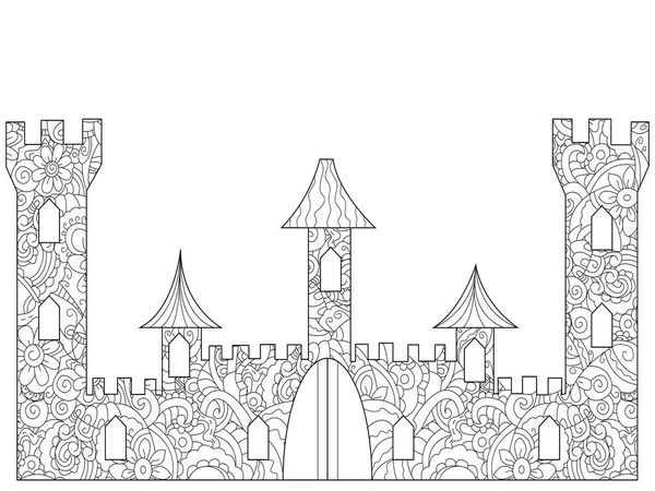 Old Castle de colorat carte pentru adulți — Vector de stoc