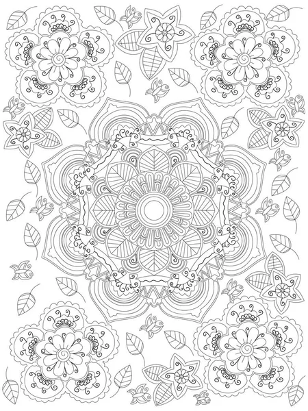 Mandala flor para colorear vector para adultos — Archivo Imágenes Vectoriales