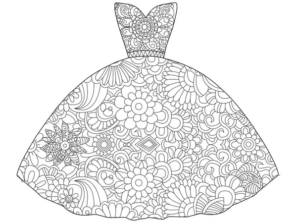 Vector illustration of dress princess coloring book — Stock Vector