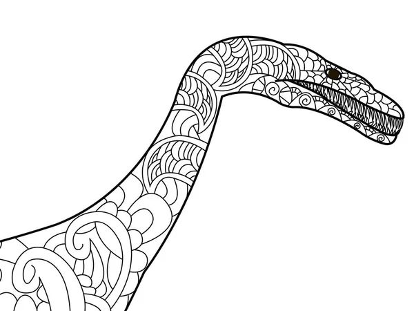 Hoofd van een nothosauru draak vector kleurplaten voor volwassenen — Stockvector