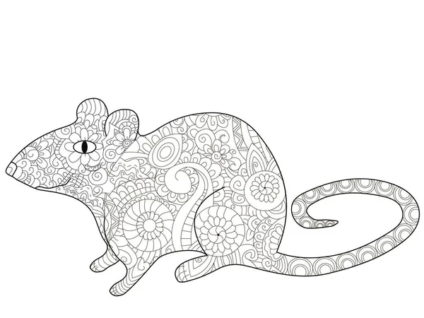 Rat Coloring boek vector voor volwassenen — Stockvector