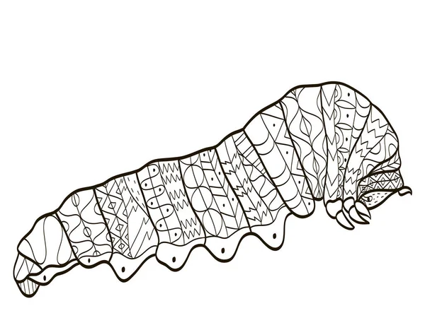 Vektor színező rovar caterpillar felnőtteknek — Stock Vector