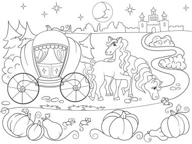 Cinderella masal çocuk vektör çizim karikatür için boyama kitabı