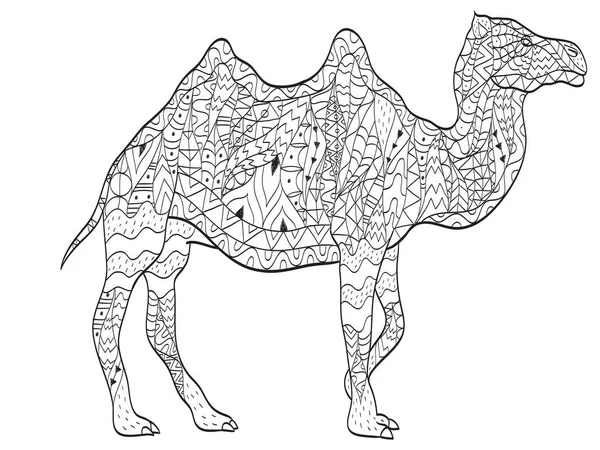 Розмальовка верблюжа тварина для дорослих — стоковий вектор