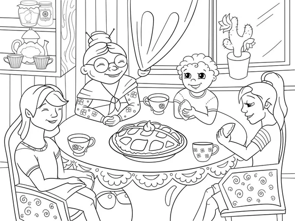 Familia Cenando Dibujo Vectores Grafico Vectorial Familia Cenando Dibujo Imagenes Vectoriales De Stock Depositphotos