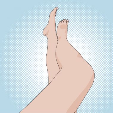 Kadın ayak plaj pop sanat retro tarzı üzerinde