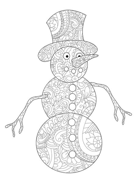 Снеговик раскраски для взрослых вектор
